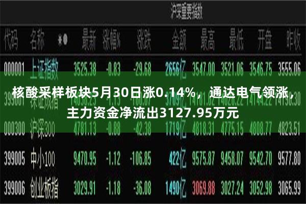 核酸采样板块5月30日涨0.14%，通达电气领涨，主力资金净流出3127.95万元