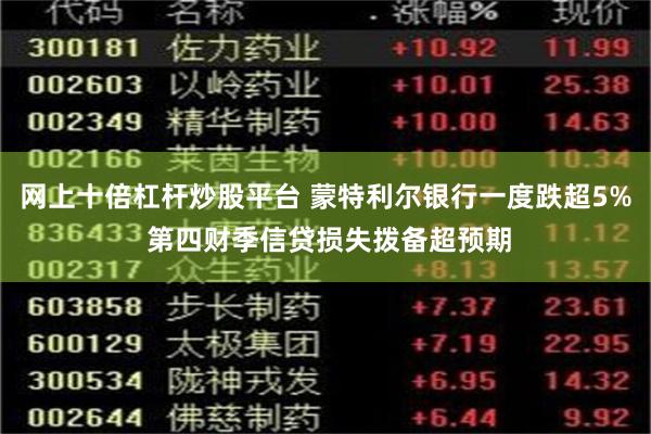 网上十倍杠杆炒股平台 蒙特利尔银行一度跌超5% 第四财季信贷损失拨备超预期