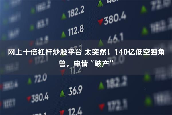 网上十倍杠杆炒股平台 太突然！140亿低空独角兽，申请“破产”